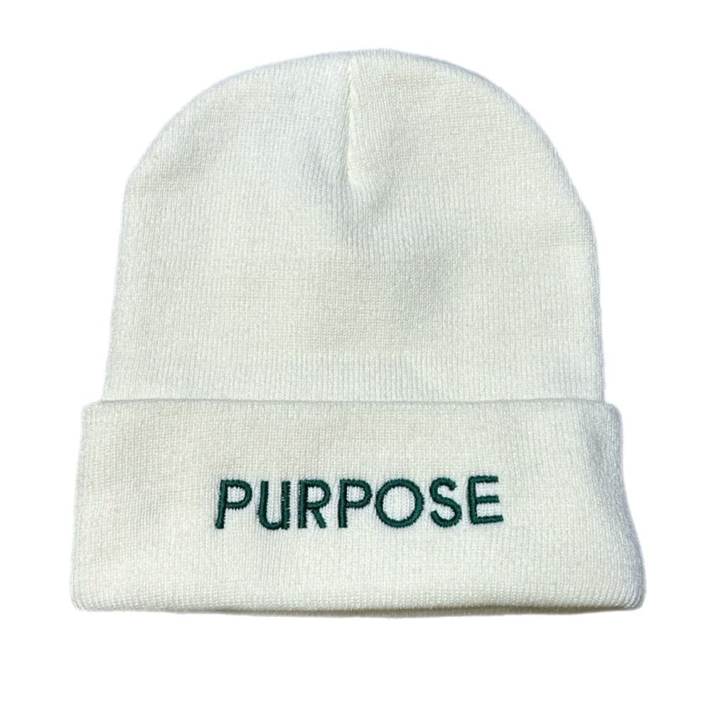 Ultraclub Purpose Embroidered Beanie - Ivory White